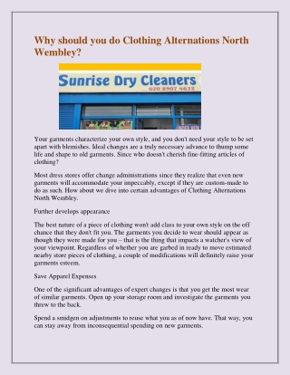 Professional Dry Cleaner in Kenton.