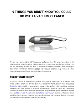 9 THINGS YOU DIDN'T KNOW YOU COULD DO WITH A VACUUM CLEANER