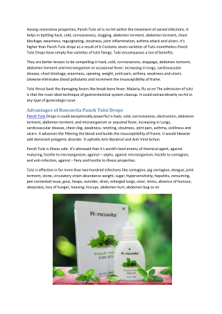 What are the benefits of panch tulsi drop supplement