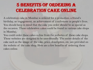 5 benefits of ordering a celebration cake online