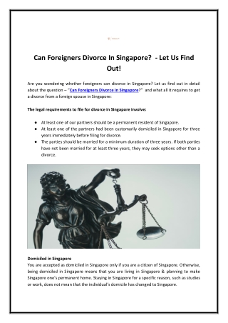 Can Foreigners Divorce in Singapore