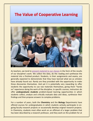 The Value of Cooperative Learning