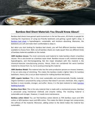 Bamboo Bed Sheet Materials You Should Know About