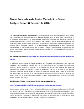 Global Polycarbonate Resins Market