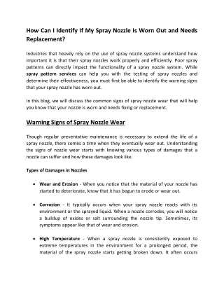 How Can I Identify If My Spray Nozzle Is Worn Out and Needs Replacement