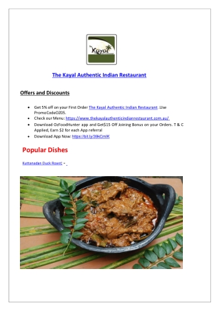 Kayal Indian Restaurant Champion Lakes, WA - 10% off