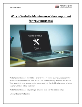 Why is Website Maintenance Very Important for Your Business?