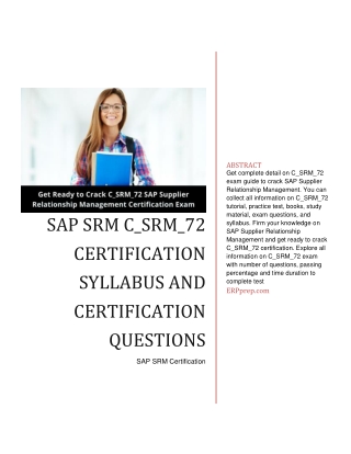 SAP SRM C_SRM_72 Certification Syllabus and Certification Questions