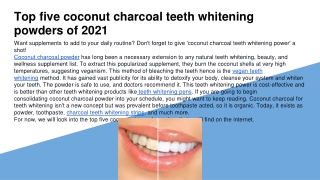 Top five coconut charcoal teeth whitening powders of 2021