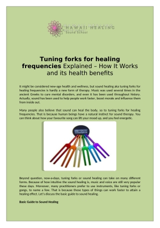 Tuning forks for healing frequencies Explained – How It Works and its health benefits