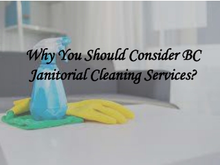 Why You Should Consider BC Janitorial Cleaning Services