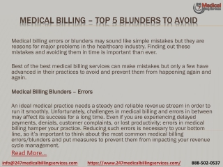 Medical Billing – Top 5 Blunders To Avoid PDF