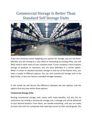 Commercial Storage Is Better Than Standard Self Storage Units