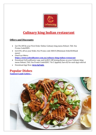 5% Off - Culinary king menu – Indian Restaurant Hobart, TAS