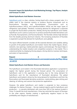 Economic Impact On Hydrofluoric Acid Marketing Strategy, Top Players, Analysis a