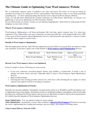 The Ultimate Guide to Optimizing Your WooCommerce Website