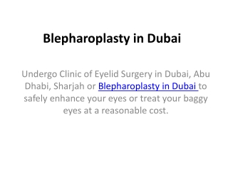 Blepharoplasty in Dubai