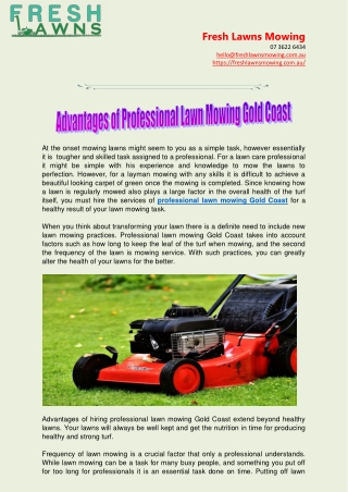 Advantages of Professional Lawn Mowing Gold Coast