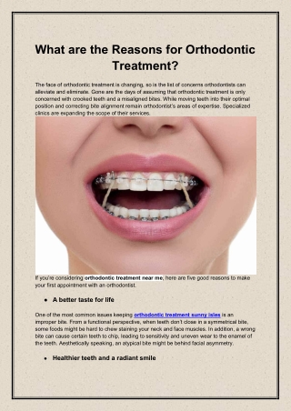 What are the Reasons for Orthodontic Treatment