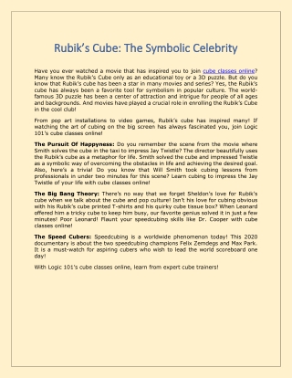 Rubik’s Cube The Symbolic Celebrity