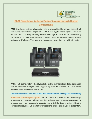 PABX Telephone Systems Define Success through Digital Connectivity