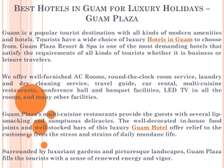 Best Hotels in Guam for Luxury Holidays – Guam Plaza