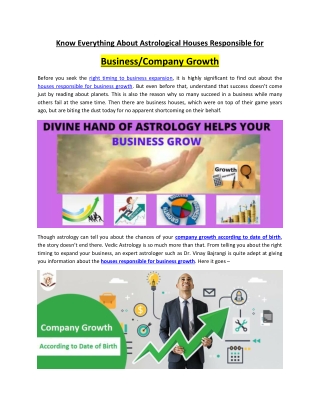 Know About Astrological Houses Responsible for Business/Company Growth