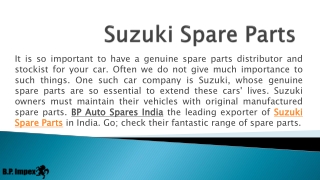 Genuine Suzuki Spare Parts - BP.Impex