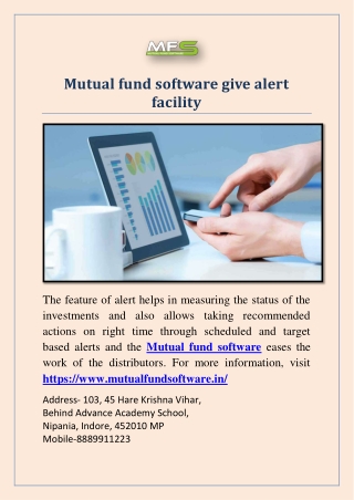 Mutual fund software give alert facility