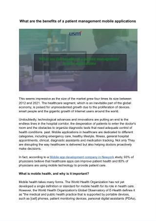 What are the benefits of a patient management mobile applications