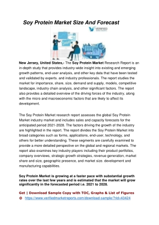 Soy Protein Market Size, Share, Trends, Growth And Forecast