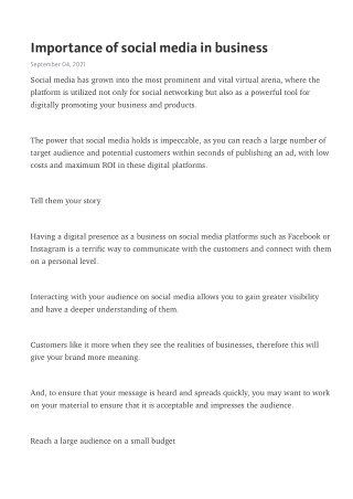 Importance of social media in business