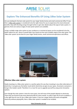 Explore The Enhanced Benefits Of Using 10kw Solar System
