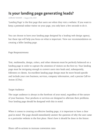 Is your landing page generating leads?