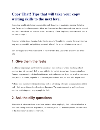 Copy That! Tips that will take your copy writing skills to the next level