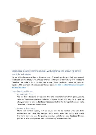 Common boxes with significance spanning across multiple industries