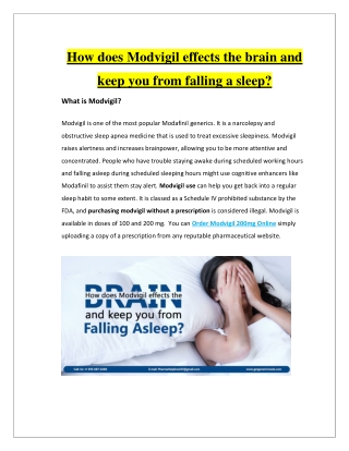 How does Modvigil effects the brain and keep you from falling asleep?