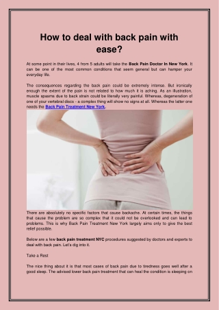 How to deal with back pain with ease