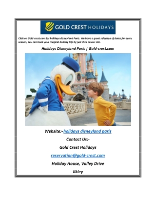 Holidays Disneyland Paris  Gold-crest.com