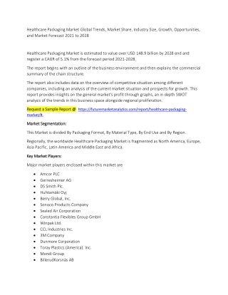 Healthcare Packaging Market Global Trends, Market Share, Industry Size, Growth, Opportunities and Market Forecast 2021 t