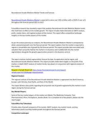 Recombinant Hirudin Medicine Market