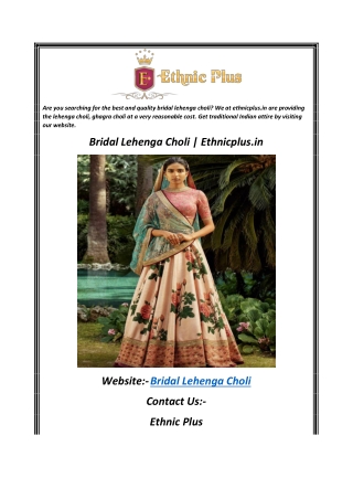 Bridal Lehenga Choli  Ethnicplus.in