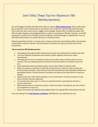 Don’t Miss These Tips For Maximum FBA Reimbursements