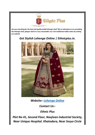 Get Stylish Lehenga Online  Ethnicplus.in