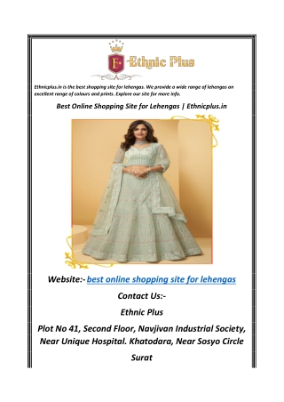 Best Online Shopping Site for Lehengas  Ethnicplus.in