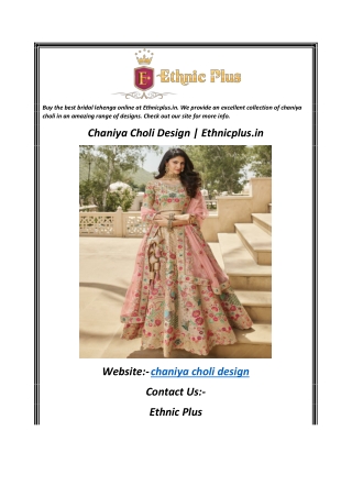 Chaniya Choli Design  Ethnicplus.in