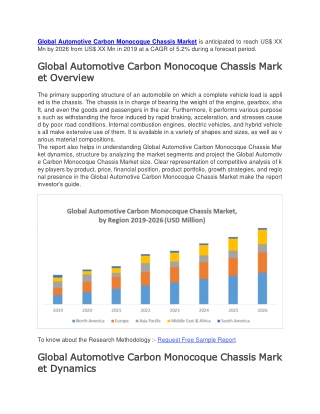 Automotive Carbon Monocoque Chassis Market is anticipated to reach US