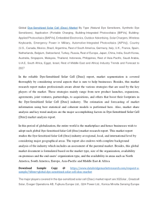 Dye-Sensitized Solar Cell (Dssc) Market