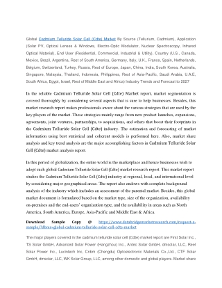 Cadmium Telluride Solar Cell (Cdte) Market
