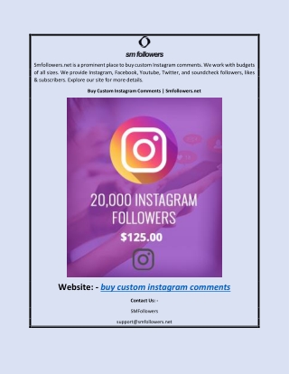 Buy Custom Instagram Comments  Smfollowers.net